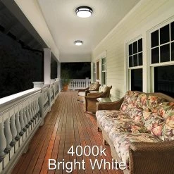 Hampton Bay 11 in. 1-Light Round Black LED Outdoor Flush Mount 2700K 3000K 4000K Entryway Deck Patio 120-277V 830 Lumens Wet Rated 18 Hampton Bay 11 in. 1-Light Round Black LED Outdoor Flush Mount 2700K 3000K 4000K Entryway Deck Patio 120-277V 830 Lumens Wet Rated -Hampton Bay Shop 11in black hampton bay outdoor flush mount lights 54471291 1f 1000