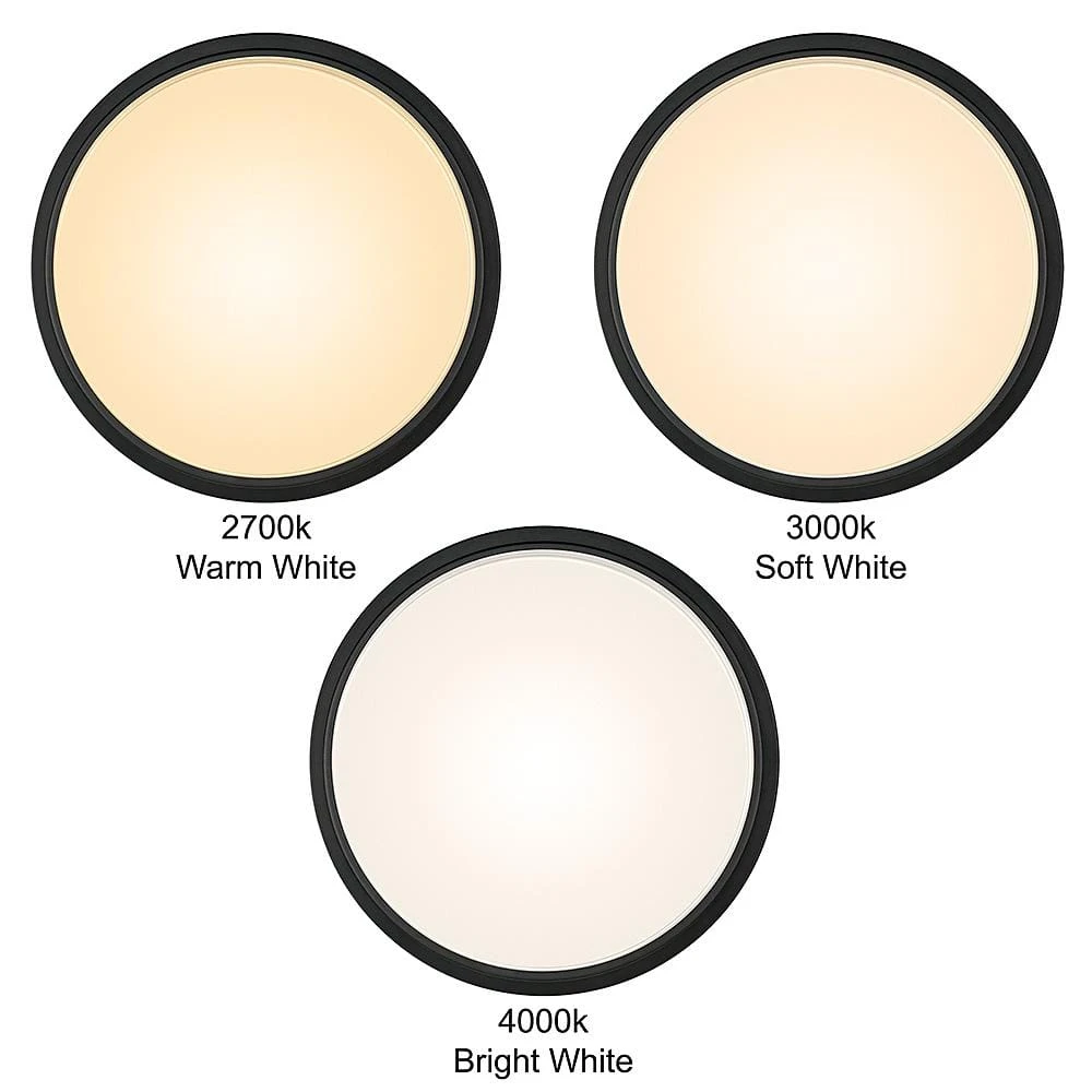 Hampton Bay 11 in. 1-Light Round Black LED Outdoor Flush Mount 2700K 3000K 4000K Entryway Deck Patio 120-277V 830 Lumens Wet Rated 4 Hampton Bay 11 in. 1-Light Round Black LED Outdoor Flush Mount 2700K 3000K 4000K Entryway Deck Patio 120-277V 830 Lumens Wet Rated - Image 4