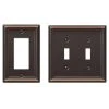 Hampton Bay Ascher 1 Gang Rocker and 2 Gang Toggle Steel Wall Plate Combo Pack - Aged Bronze
