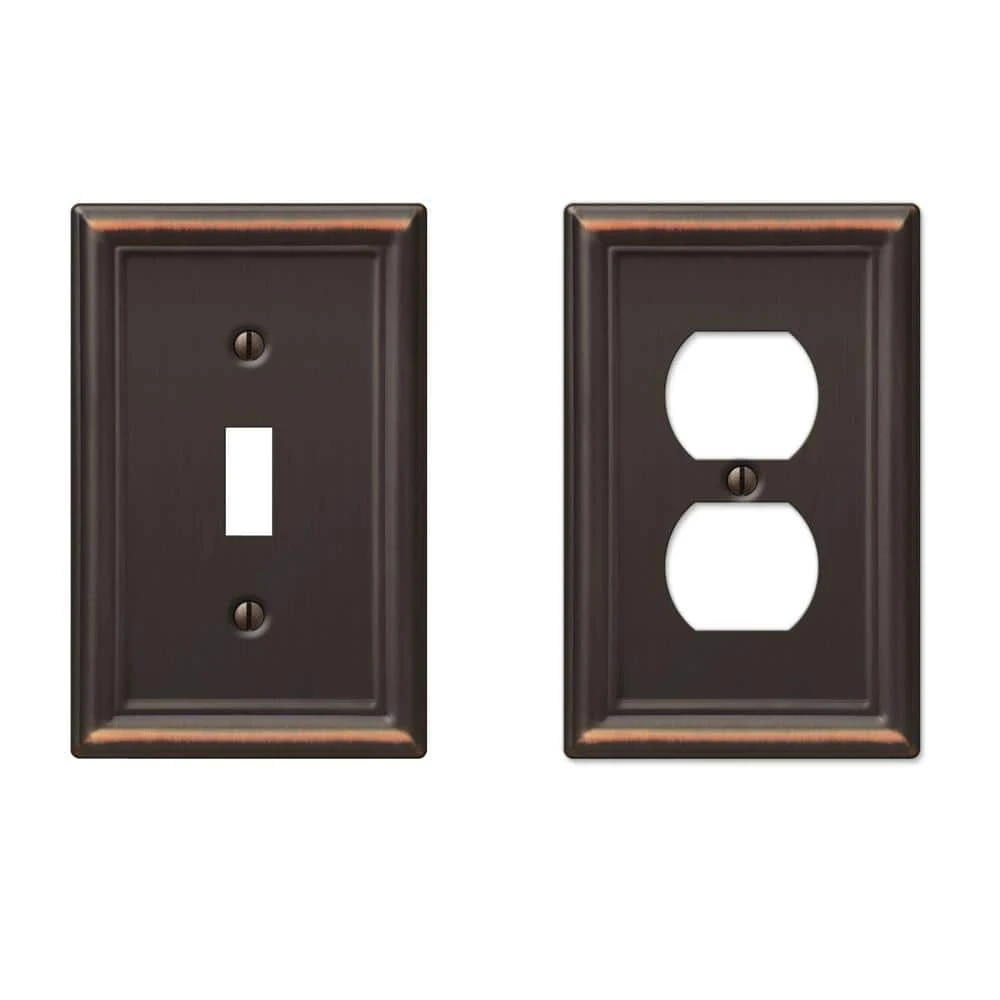 Hampton Bay Ascher 1 Gang Toggle and 1 Gang Duplex Steel Wall Plate Combo Pack - Aged Bronze 1 Hampton Bay Ascher 1 Gang Toggle and 1 Gang Duplex Steel Wall Plate Combo Pack - Aged Bronze