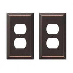 Hampton Bay Metallic 1 Gang Duplex Steel Wall Plate - Aged Bronze (2-Pack)