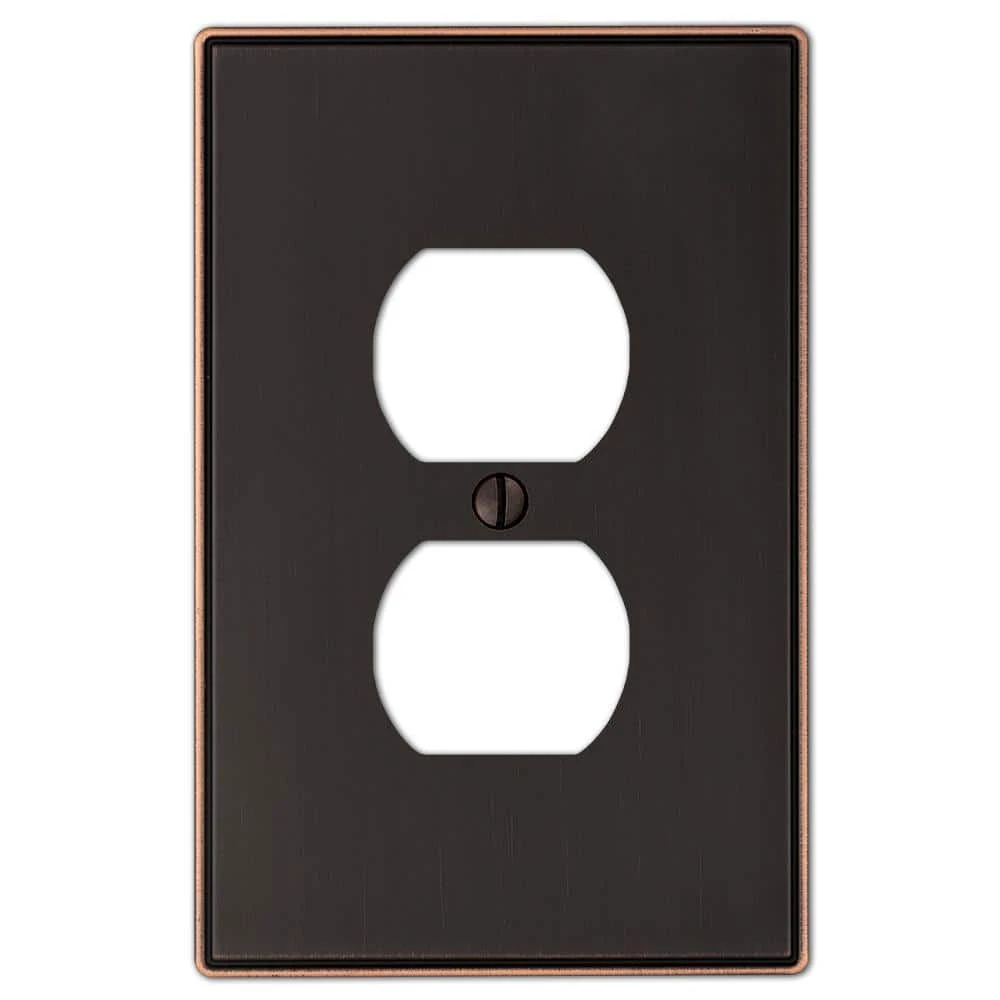 Hampton Bay Ansley Aged Bronze 1-Gang Duplex Outlet Metal Wall Plate (4-Pack) 1 Hampton Bay Ansley Aged Bronze 1-Gang Duplex Outlet Metal Wall Plate (4-Pack)