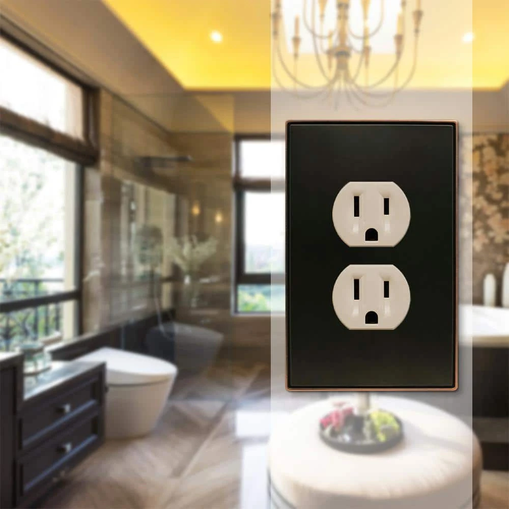 Hampton Bay Ansley Aged Bronze 1-Gang Duplex Outlet Metal Wall Plate (4-Pack) 2 Hampton Bay Ansley Aged Bronze 1-Gang Duplex Outlet Metal Wall Plate (4-Pack) - Image 2