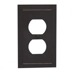 Hampton Bay Tiered 1 Gang Duplex Metal Wall Plate - Aged Bronze (2-Pack) -Hampton Bay Shop aged bronze hampton bay outlet wall plates 84dvbhb 2 40 1000