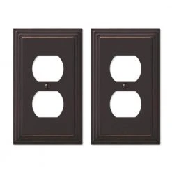 Hampton Bay Tiered 1 Gang Duplex Metal Wall Plate - Aged Bronze (2-Pack)