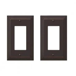 Hampton Bay Tiered 1 Gang Rocker Metal Wall Plate - Aged Bronze (2-Pack)