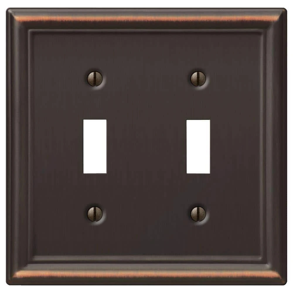 Hampton Bay Ascher 2 Gang Toggle Steel Wall Plate - Aged Bronze 1 Hampton Bay Ascher 2 Gang Toggle Steel Wall Plate - Aged Bronze