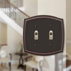 Hampton Bay Vineyard 2 Gang Toggle Steel Wall Plate - Aged Bronze -Hampton Bay Shop aged bronze hampton bay toggle light switch plates 159ttdbhb 4f 1000