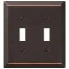 Hampton Bay Metallic 2 Gang Toggle Steel Wall Plate - Aged Bronze