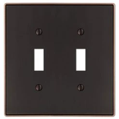 Hampton Bay Ansley 2 Gang Toggle Metal Wall Plate - Aged Bronze