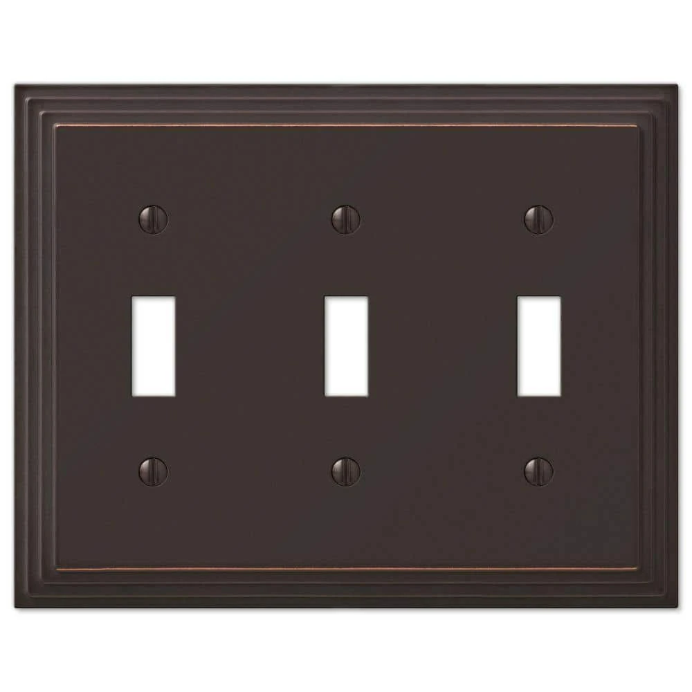 Hampton Bay Tiered 3 Gang Toggle Metal Wall Plate - Aged Bronze 1 Hampton Bay Tiered 3 Gang Toggle Metal Wall Plate - Aged Bronze