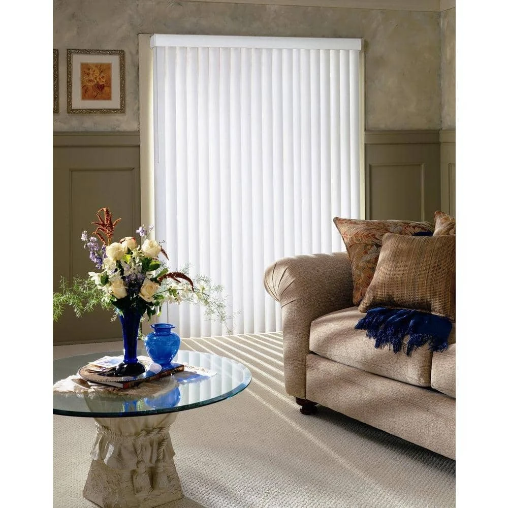 Hampton Bay 3.5 in. W x 84 in. L Alabaster Crown 3.5 Vertical Blind/Louver Set 1 Hampton Bay 3.5 in. W x 84 in. L Alabaster Crown 3.5 Vertical Blind/Louver Set