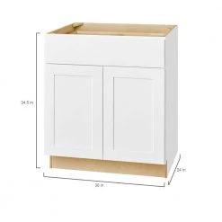 Hampton Bay Avondale Shaker Alpine White Quick Assemble Plywood 30 in Base Kitchen Cabinet (30 in W x 24 in D x 34.5 in H) -Hampton Bay Shop alpine white hampton bay ready to assemble kitchen cabinets b30 4f 1000