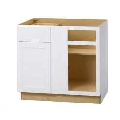 Hampton Bay Avondale Shaker Alpine White Quick Assemble Plywood 36 in Blind Corner Base Cabinet (36 in x 24 in D x 34.5 in H)