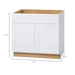 Hampton Bay Avondale Shaker Alpine White Quick Assemble Plywood 36 in Sink Base Kitchen Cabinet (36 in W x 24 in D x 34.5 in H) -Hampton Bay Shop alpine white hampton bay ready to assemble kitchen cabinets sb36 4f 1000