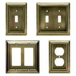 Hampton Bay Brass 1-Gang Decorator/Rocker Wall Plate (1-Pack) -Hampton Bay Shop antique brass hampton bay rocker light switch plates w10244 ab uh c3 1000