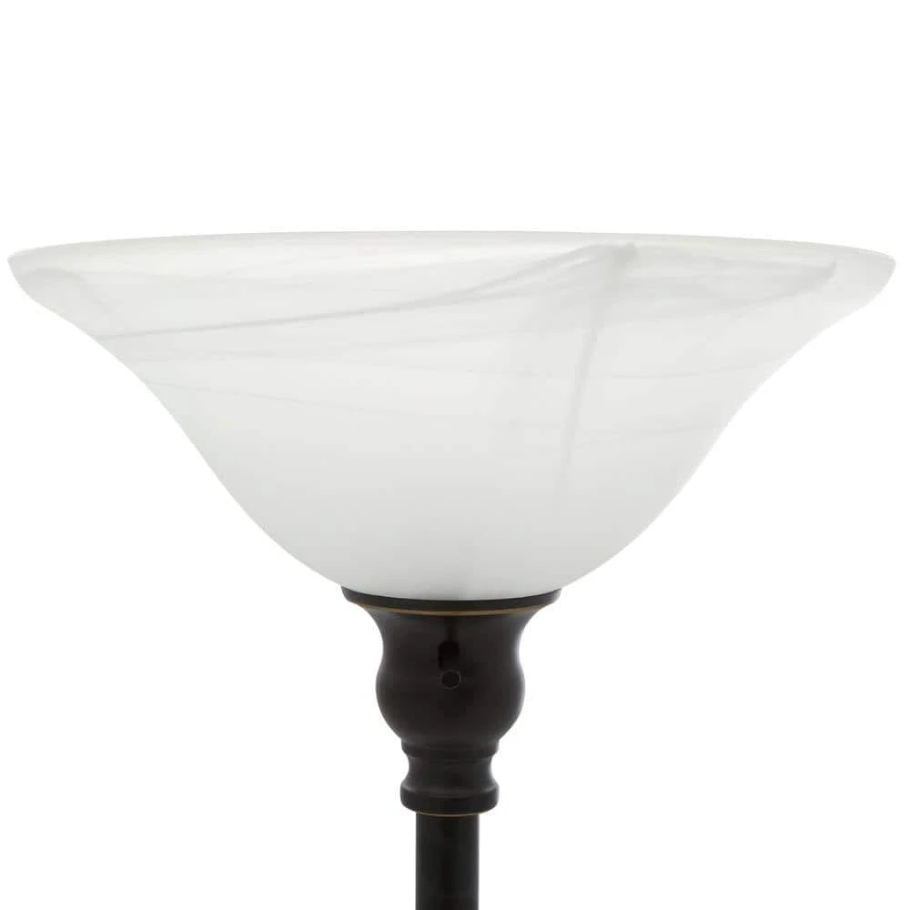 Hampton Bay 71 in. Antique Bronze Floor Lamp with 2 Alabaster Glass Shades 5 Hampton Bay 71 in. Antique Bronze Floor Lamp with 2 Alabaster Glass Shades - Image 5