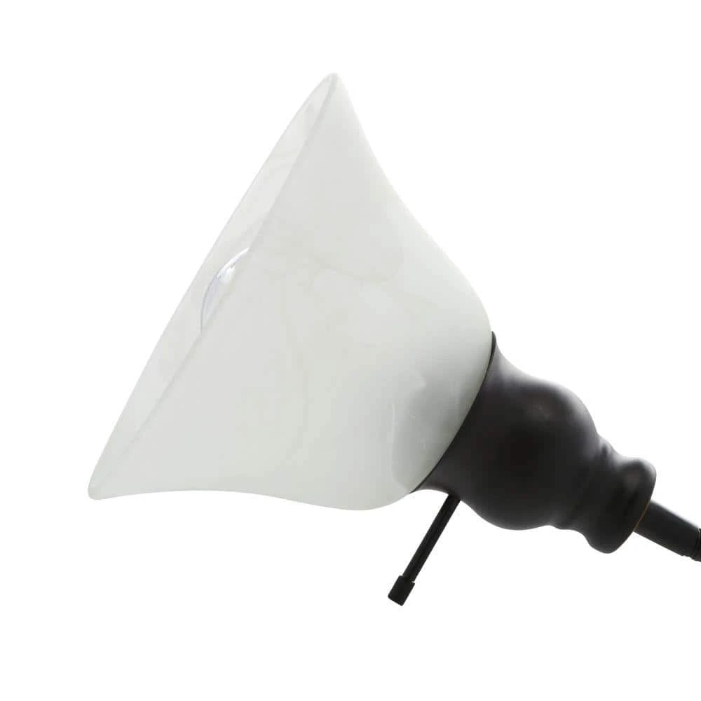 Hampton Bay 71 in. Antique Bronze Floor Lamp with 2 Alabaster Glass Shades 3 Hampton Bay 71 in. Antique Bronze Floor Lamp with 2 Alabaster Glass Shades - Image 3