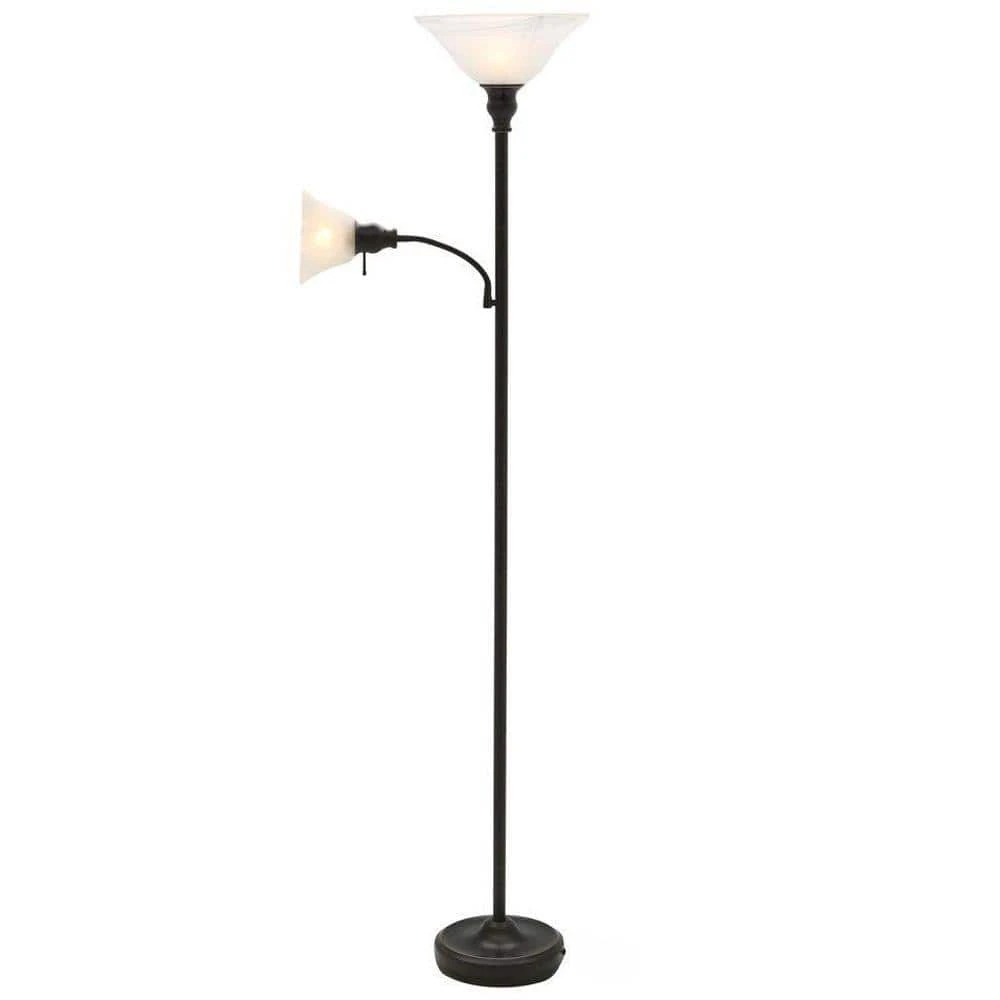 Hampton Bay 71 in. Antique Bronze Floor Lamp with 2 Alabaster Glass Shades 1 Hampton Bay 71 in. Antique Bronze Floor Lamp with 2 Alabaster Glass Shades