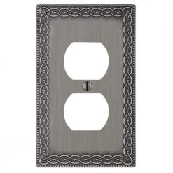 Hampton Bay Amelia 1 Gang Duplex Metal Wall Plate - Antique Nickel