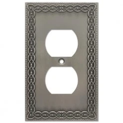 Hampton Bay Amelia Antique Nickel 1-Gang Duplex Outlet Metal Wall Plate (4-Pack)