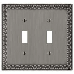 Hampton Bay Amelia 2 Gang Toggle Metal Wall Plate - Antique Nickel