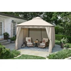 Hampton Bay Palantine 10.5 ft. x 10.5 ft. Tan Soft Top Gazebo 11 Hampton Bay Palantine 10.5 ft. x 10.5 ft. Tan Soft Top Gazebo -Hampton Bay Shop beige hampton bay gazebos sy21020501a c 1f 1000