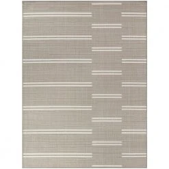 Hampton Bay Broken Stripe Beige 8 ft. x 10 ft. Indoor/Outdoor Area Rug