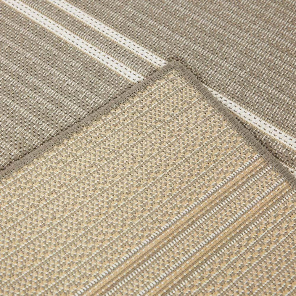 Hampton Bay Broken Stripe Beige 8 ft. x 10 ft. Indoor/Outdoor Area Rug 3 Hampton Bay Broken Stripe Beige 8 ft. x 10 ft. Indoor/Outdoor Area Rug - Image 3
