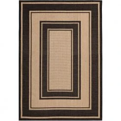 Hampton Bay Black and Brown 8 ft. x 10 ft. Border Indoor/Outdoor Area Rug