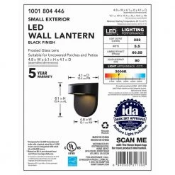 Hampton Bay Black Outdoor LED Wall Lantern Sconce with Frosted Glass -Hampton Bay Shop black finish hampton bay outdoor sconces ilw1691l 3 1f 1000