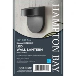 Hampton Bay Black Outdoor LED Wall Lantern Sconce with Frosted Glass -Hampton Bay Shop black finish hampton bay outdoor sconces ilw1691l 3 44 1000