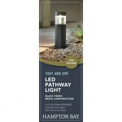 Hampton Bay Helena Low-Voltage 10-Watt Equivalent Black Outdoor Integrated LED Round Landscape Path Bollard Light -Hampton Bay Shop black hampton bay bollard lights isv1801l 3 44 1000