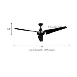 Hampton Bay Industrial 60 in. Indoor/Outdoor Black Ceiling Fan with Wall Control, Downrod and Powerful Reversible Motor -Hampton Bay Shop black hampton bay ceiling fans without lights 26829 a0 1000