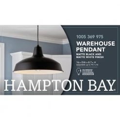 Hampton Bay 1-Light Black Warehouse Pendant Hanging Light with Metal Shade -Hampton Bay Shop black hampton bay chandeliers af 1032r bk 44 1000