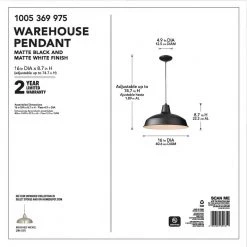 Hampton Bay 1-Light Black Warehouse Pendant Hanging Light with Metal Shade -Hampton Bay Shop black hampton bay chandeliers af 1032r bk 77 1000