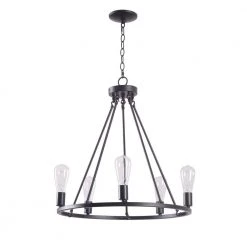 Hampton Bay Stratton 5-Light Black Chandelier with No Shade