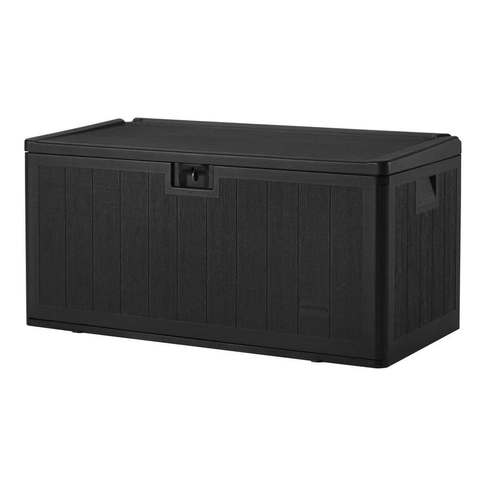 Hampton Bay 50 Gal. Black Wood Look Outdoor Storage Deck Box with Lockable Lid 6 Hampton Bay 50 Gal. Black Wood Look Outdoor Storage Deck Box with Lockable Lid - Image 6