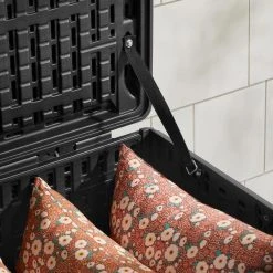 Hampton Bay 50 Gal. Black Wood Look Outdoor Storage Deck Box with Lockable Lid 11 Hampton Bay 50 Gal. Black Wood Look Outdoor Storage Deck Box with Lockable Lid -Hampton Bay Shop black hampton bay deck boxes hbdb50wlb sl a0 1000