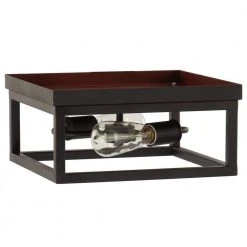 Hampton Bay Boswell Quarter 12-1/2 in. 2-Light Black Farmhouse Open Cage Flush Mount Ceiling Light -Hampton Bay Shop black hampton bay flush mount lights 8017hbdbdi 1f 1000