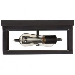 Hampton Bay Boswell Quarter 12-1/2 in. 2-Light Black Farmhouse Open Cage Flush Mount Ceiling Light -Hampton Bay Shop black hampton bay flush mount lights 8017hbdbdi 4f 1000