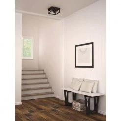 Hampton Bay Boswell Quarter 12-1/2 in. 2-Light Black Farmhouse Open Cage Flush Mount Ceiling Light -Hampton Bay Shop black hampton bay flush mount lights 8017hbdbdi c3 1000