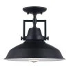 Hampton Bay Wilhelm 12 in. 1-Light Black Farmhouse Semi-Flush Mount Kitchen Ceiling Light Fixture