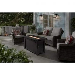 Hampton Bay 30 in. Outdoor Steel Propane Black Gas Fire Pit Table