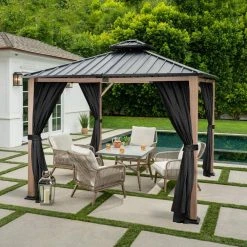 Hampton Bay 12 ft. x 12 ft. Lorston Gazebo Outdoor Patio Replacement Netting 11 Hampton Bay 12 ft. x 12 ft. Lorston Gazebo Outdoor Patio Replacement Netting -Hampton Bay Shop black hampton bay gazebos gfm30731e net a0 1000