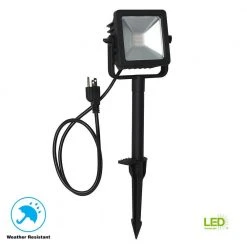 Hampton Bay Plug-In Black Outdoor Integrated LED Landscape Flood Light