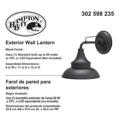 Hampton Bay Black Outdoor Barn Light Wall Mount Sconce -Hampton Bay Shop black hampton bay outdoor sconces ew10139bk 44 1000