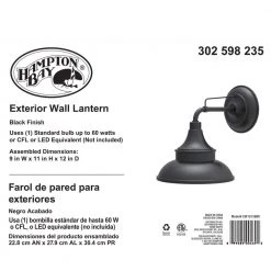 Hampton Bay Black Outdoor Barn Light Wall Mount Sconce -Hampton Bay Shop black hampton bay outdoor sconces ew10139bk fa 1000
