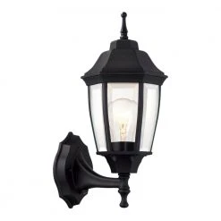 Hampton Bay 14.5 in. Black Dusk to Dawn Decorative Outdoor Wall Lantern