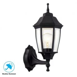 Hampton Bay 14.5 in. Black Dusk to Dawn Decorative Outdoor Wall Lantern -Hampton Bay Shop black hampton bay outdoor sconces g14796 bk 77 1000
